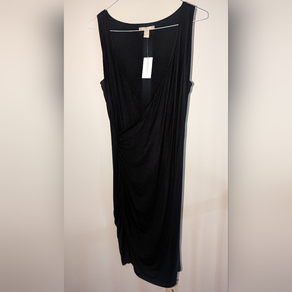 Banana Republic Black Side Ruched Midi Dress